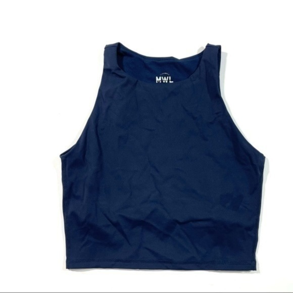 New Madewell MWL Form Racerback Crop Top Small Blue - Picture 1 of 6